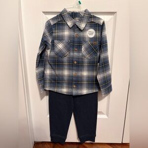 George Blue Plaid Shirt with Dark Pants
